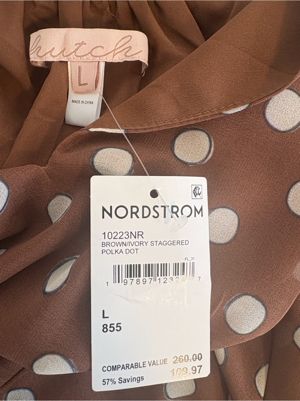 Hutch Chocolate Polka Dot Dress NWT , sz : large - Picture 10 of 11